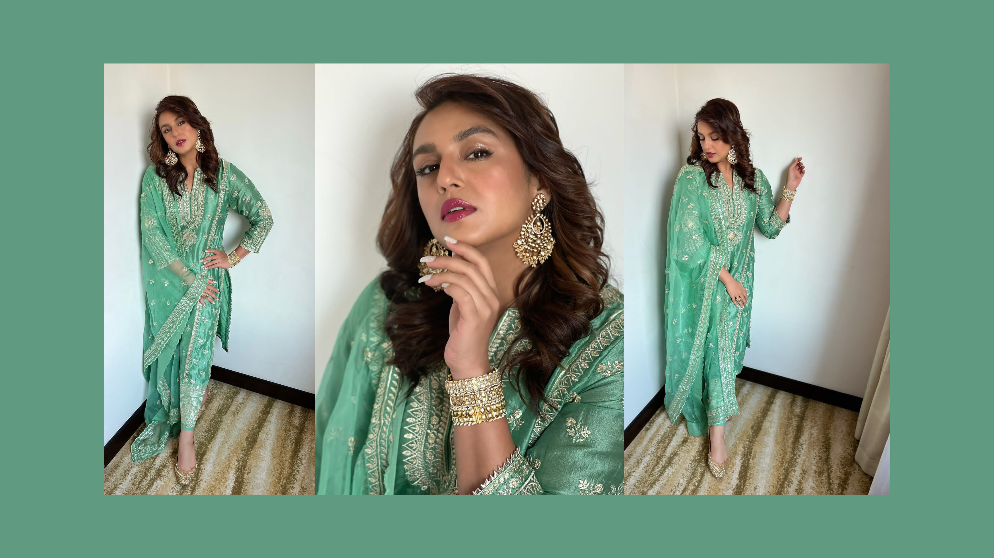 Introducing the Green New Rati Palazzo Set by Gopi Vaid, Worn By Huma Qureshi