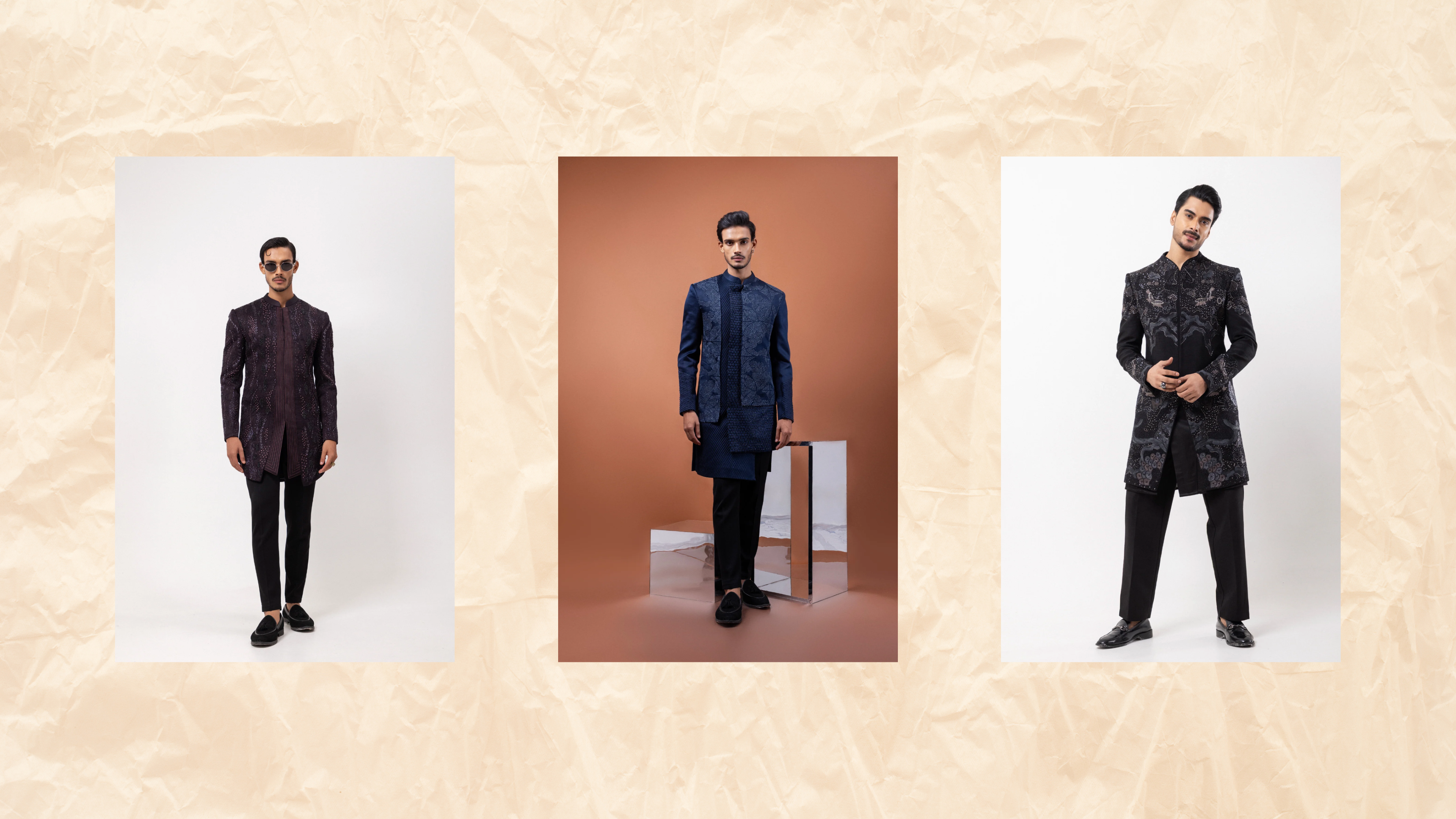 Redefine Festive Style with Paarsh's Indo-Western Sets: Royal Plum, Blue Aviary, and Black Mirage